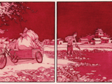 DIE PETFLASCHENSAMMLERIN - Impression aus China - Druckgrafik - 25 x 16 cm