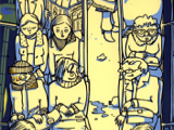 Illustration zu einer Weihnachtsgeschichte - Gouache auf gelbem Papier - für die Vorstadt